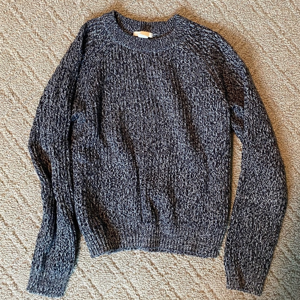 Navy and White Crew Neck Sweater
